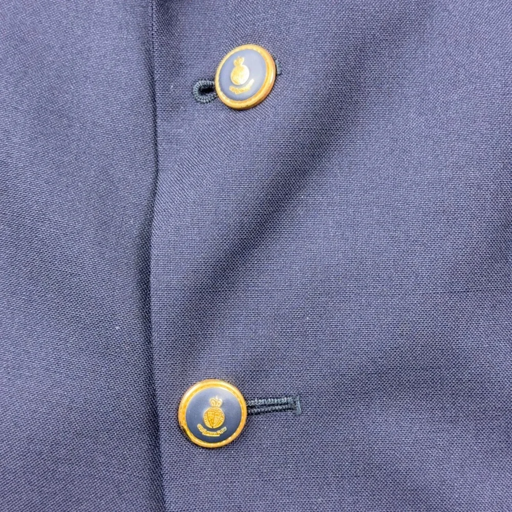 VTG Alexandre London Blazer Mens 42R Navy Blue Gold Button Wool Sport Coat UK